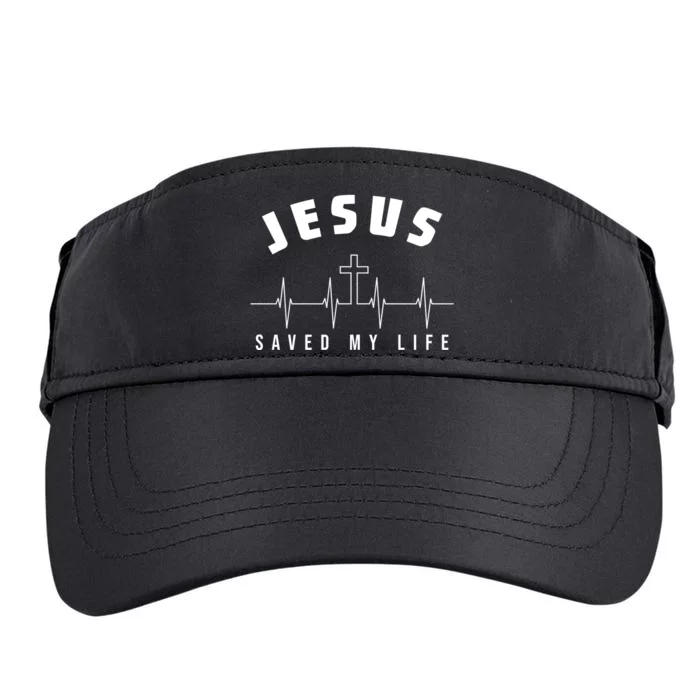 Jesus Saved My Life Cross Heartbeat Adult Drive Performance Visor