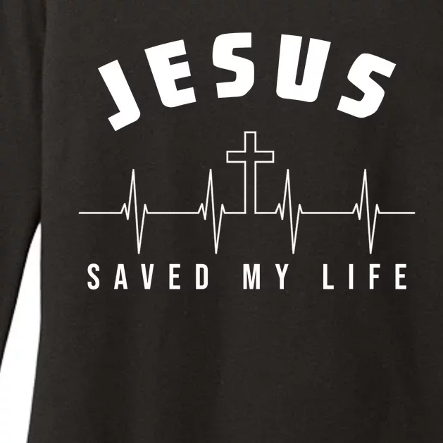 Jesus Saved My Life Cross Heartbeat Womens CVC Long Sleeve Shirt