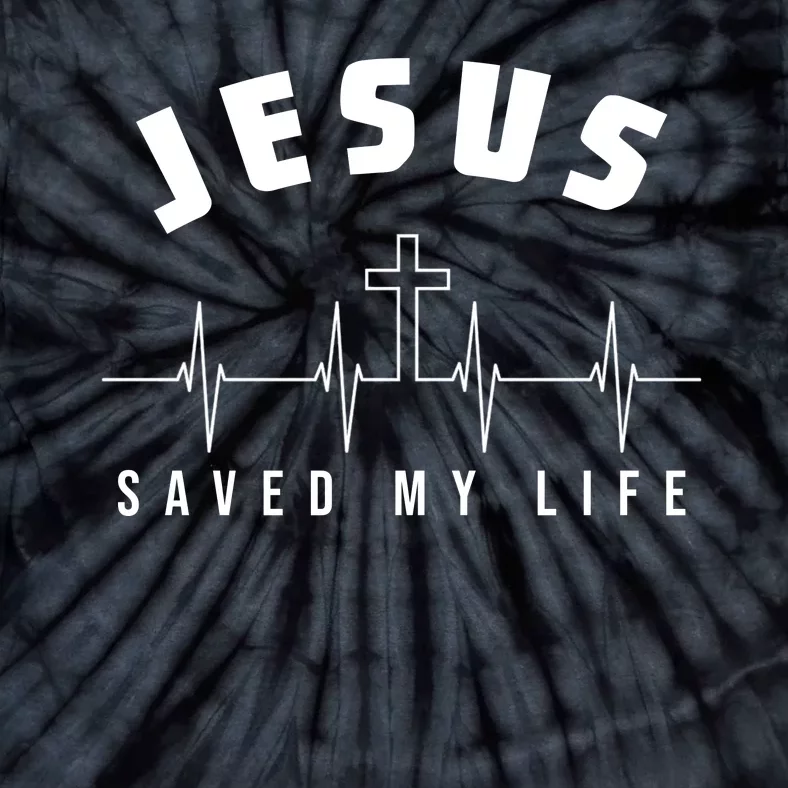 Jesus Saved My Life Cross Heartbeat Tie-Dye T-Shirt