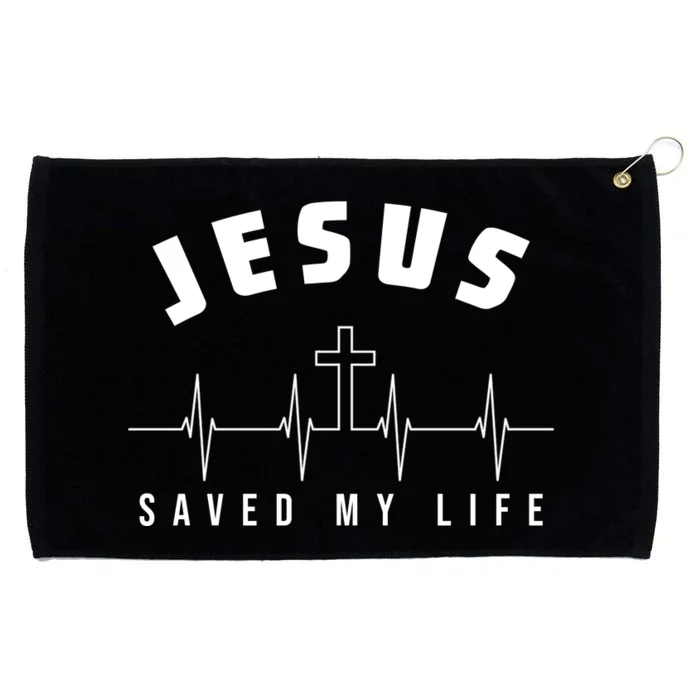 Jesus Saved My Life Cross Heartbeat Grommeted Golf Towel