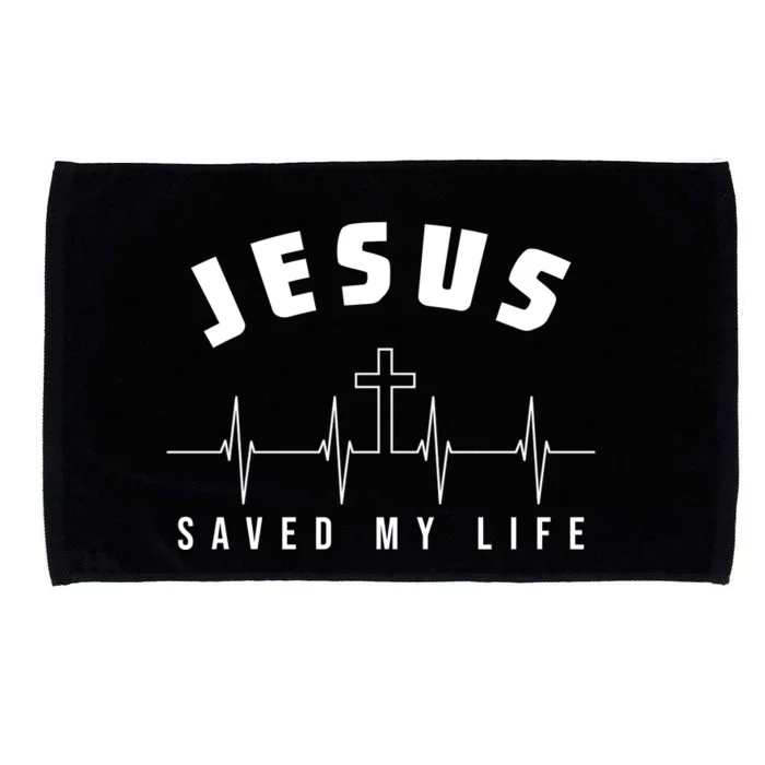 Jesus Saved My Life Cross Heartbeat Microfiber Hand Towel