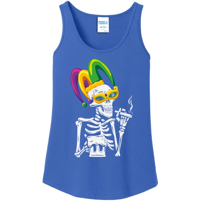 Jester Skeleton Masquerade Party Mardi Gras Bones Mask Cute Gift Ladies Essential Tank