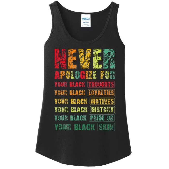 Juneteenth Scratch Never Apologize For Your Blackness Ladies Essential Tank