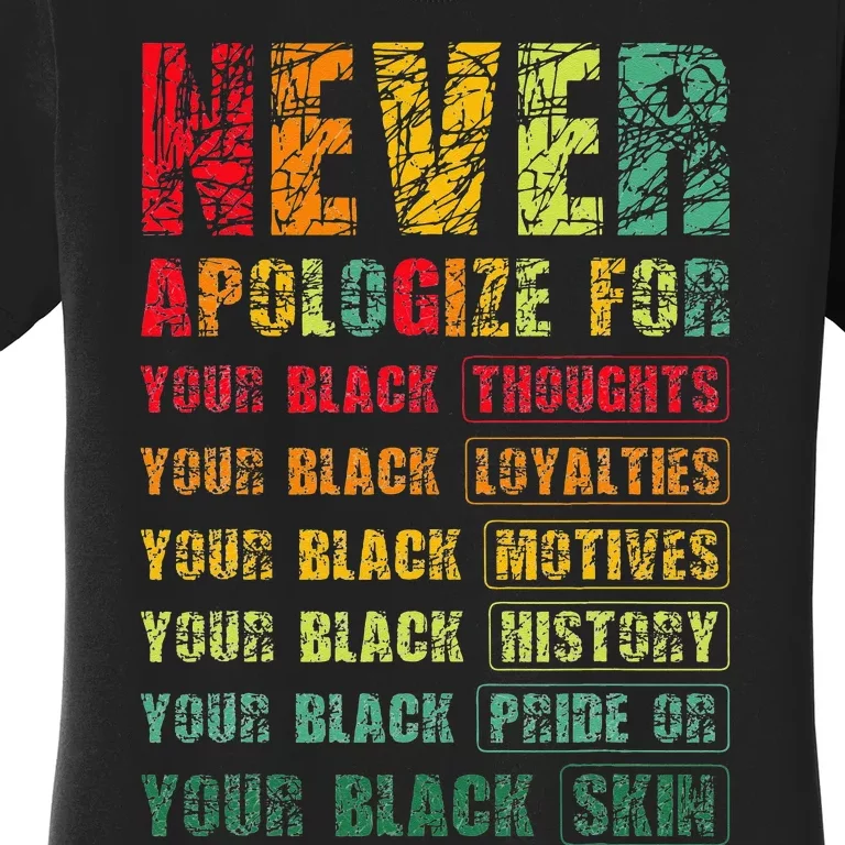 Juneteenth Scratch Never Apologize For Your Blackness Women's T-Shirt