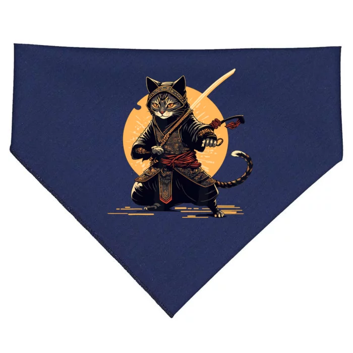 Japanese Samurai Ninja Cat Anime Kawaii Catzilla Cat USA-Made Doggie Bandana