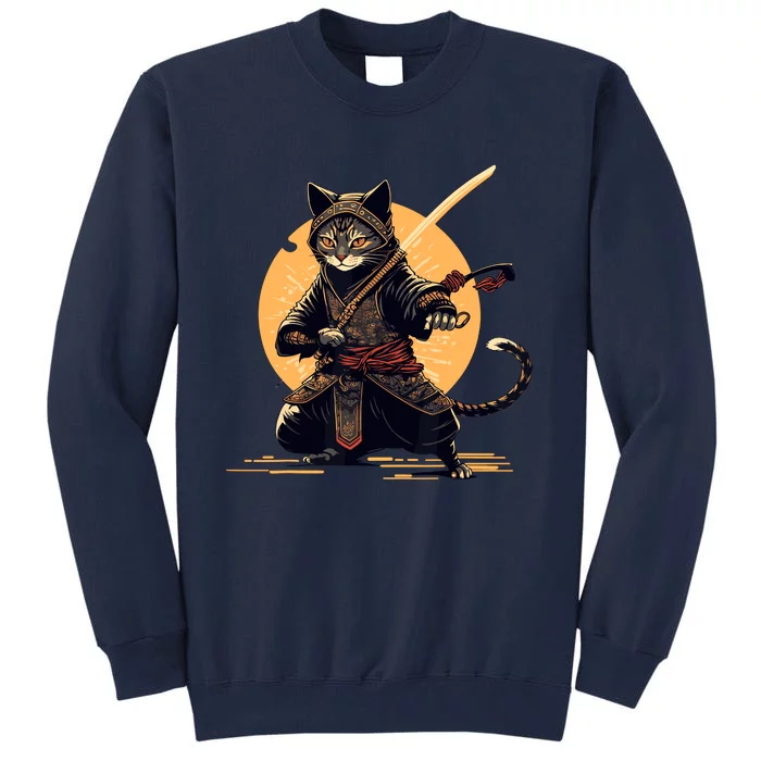 Japanese Samurai Ninja Cat Anime Kawaii Catzilla Cat Tall Sweatshirt