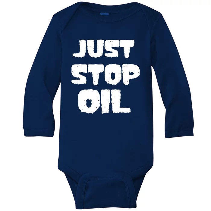 Just Stop Oil Baby Long Sleeve Bodysuit