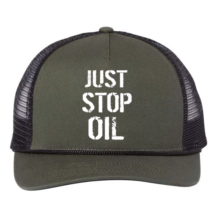 Just Stop Oil Climate Crisis Retro Rope Trucker Hat Cap