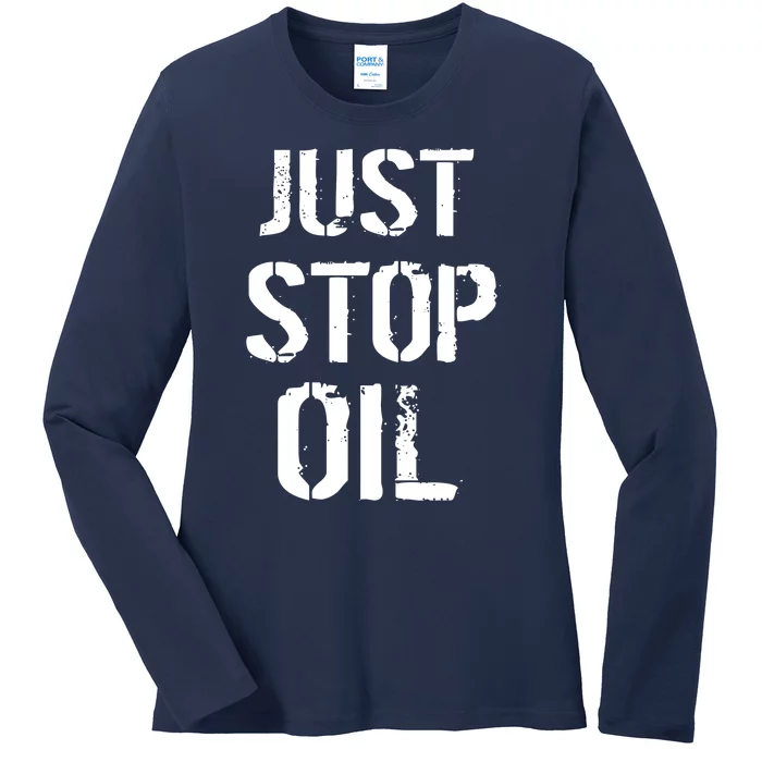 Just Stop Oil Climate Crisis Ladies Long Sleeve Shirt