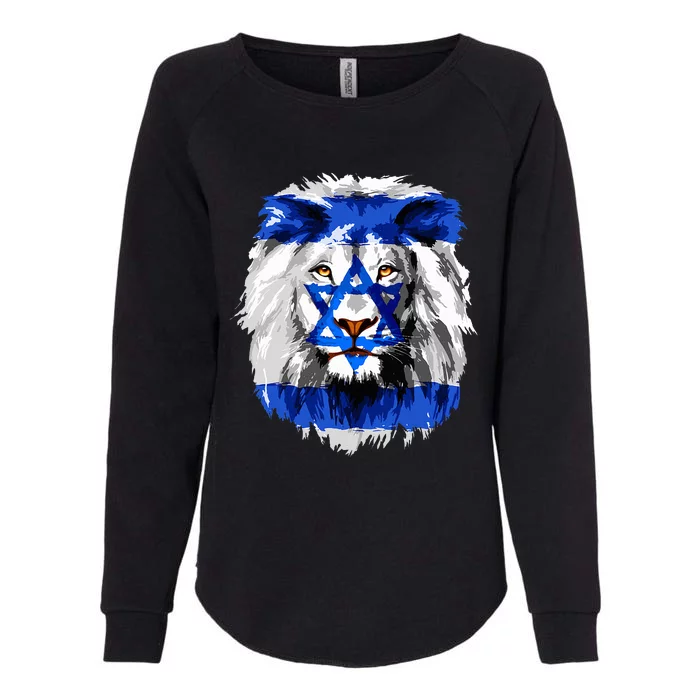 Jew Star Of David Lion Head Patriotic Jewish Flag Womens California Wash Sweatshirt