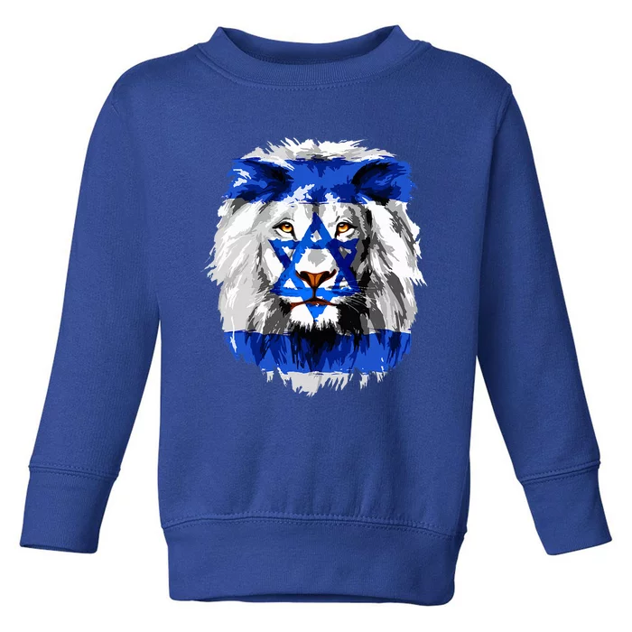 Jew Star Of David Lion Head Patriotic Jewish Flag Toddler Sweatshirt