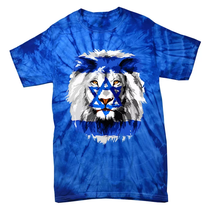 Jew Star Of David Lion Head Patriotic Jewish Flag Tie-Dye T-Shirt