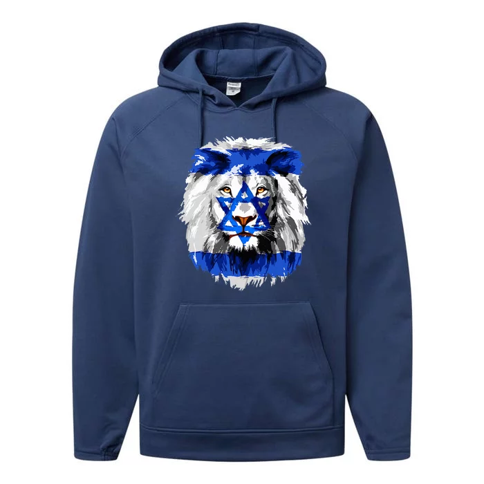 Jew Star Of David Lion Head Patriotic Jewish Flag Performance Fleece Hoodie