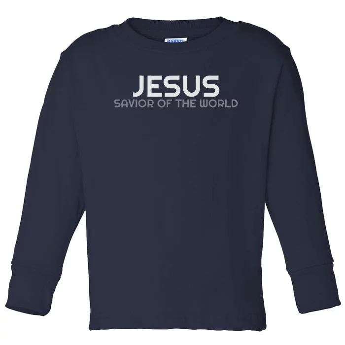 Jesus Savior Of The World From John 4 Bible Christian Design Toddler Long Sleeve Shirt