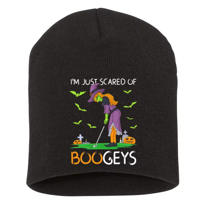 Just Scared Of Bogeys Witch Golf Halloween Short Acrylic Beanie