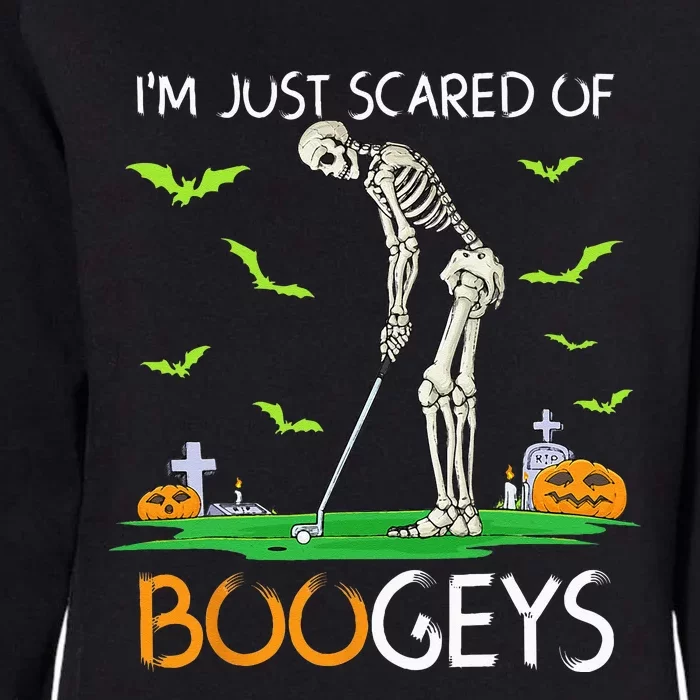 Just Scared Of Bogeys Skeleton Golf Halloween Womens California Wash Sweatshirt