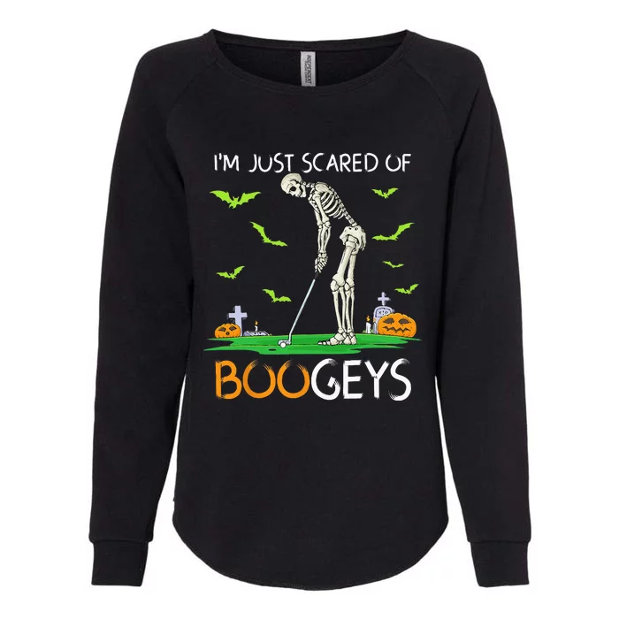 Just Scared Of Bogeys Skeleton Golf Halloween Womens California Wash Sweatshirt