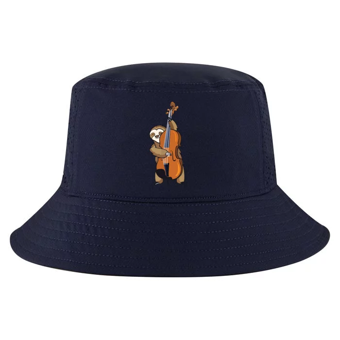 Jazz Sloth Playing Upright Bass Cool Musician Gifts Cool Comfort Performance Bucket Hat