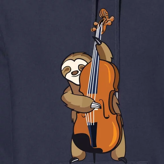 Jazz Sloth Playing Upright Bass Cool Musician Gifts Premium Hoodie