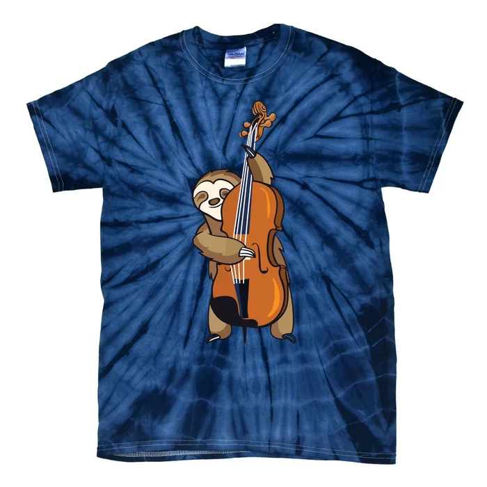 Jazz Sloth Playing Upright Bass Cool Musician Gifts Tie-Dye T-Shirt