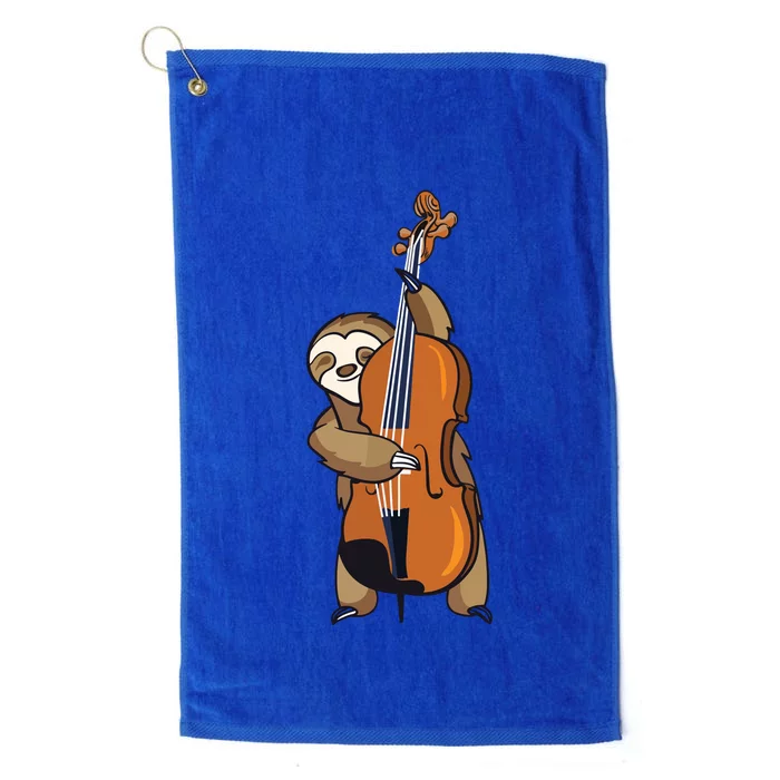 Jazz Sloth Playing Upright Bass Cool Musician Gifts Platinum Collection Golf Towel