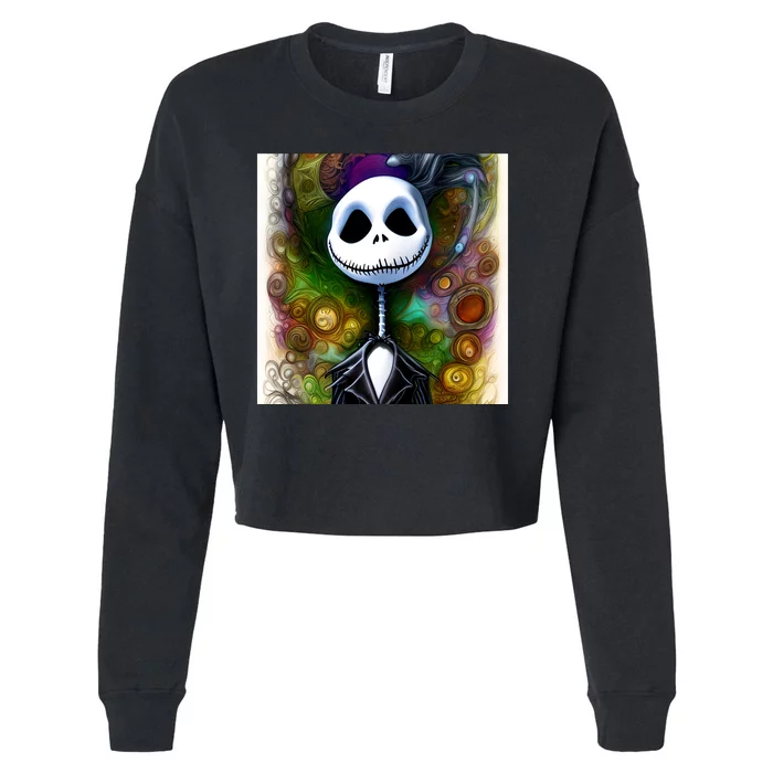 Jack Skellington Portrait Christmas Cropped Pullover Crew