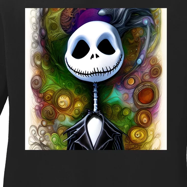 Jack Skellington Portrait Christmas Ladies Long Sleeve Shirt