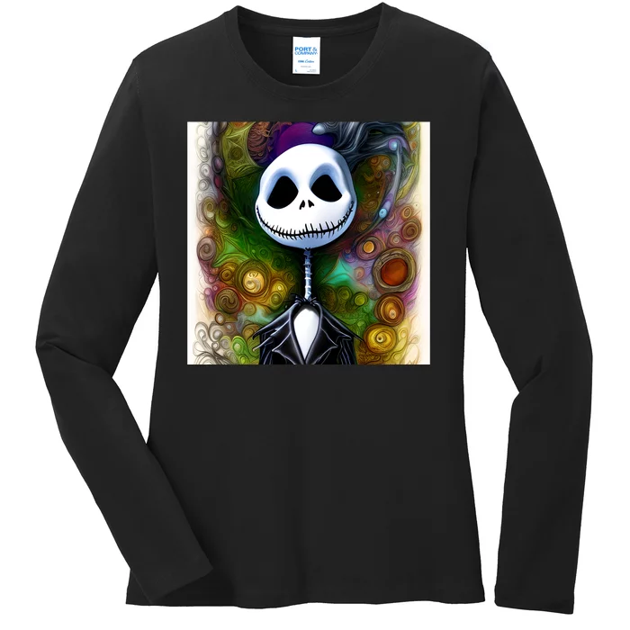 Jack Skellington Portrait Christmas Ladies Long Sleeve Shirt