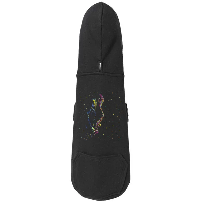 Jazz Saxophone Player Colorful Abstract Art Sax Musician Fan Doggie 3-End Fleece Hoodie