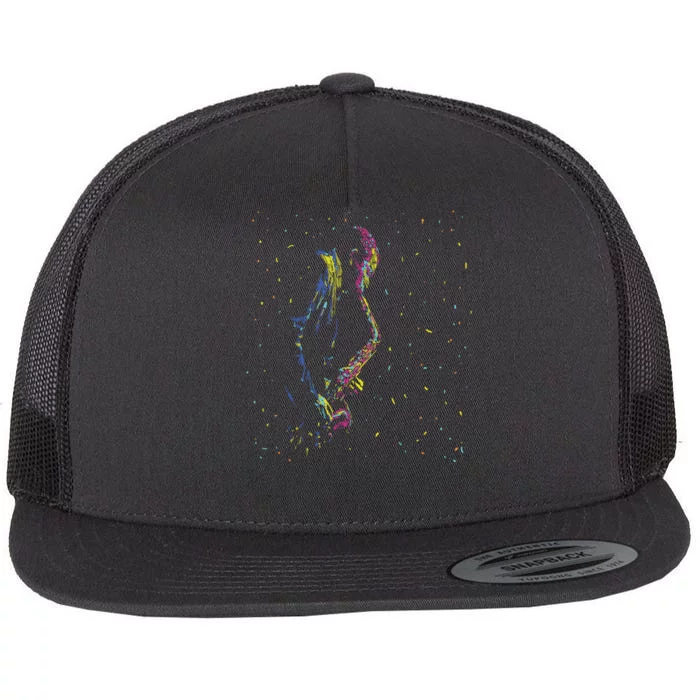 Jazz Saxophone Player Colorful Abstract Art Sax Musician Fan Flat Bill Trucker Hat