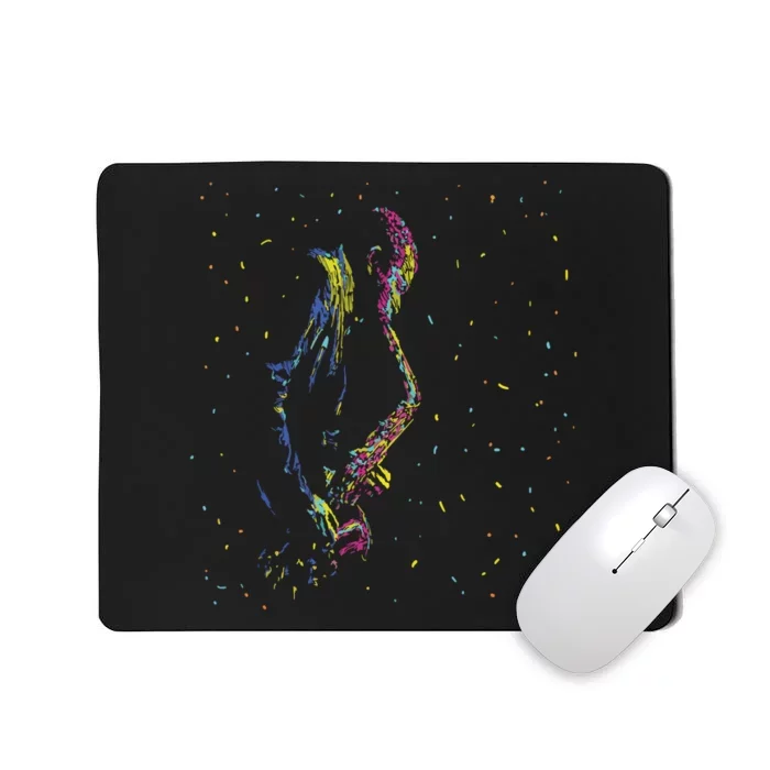 Jazz Saxophone Player Colorful Abstract Art Sax Musician Fan Mousepad