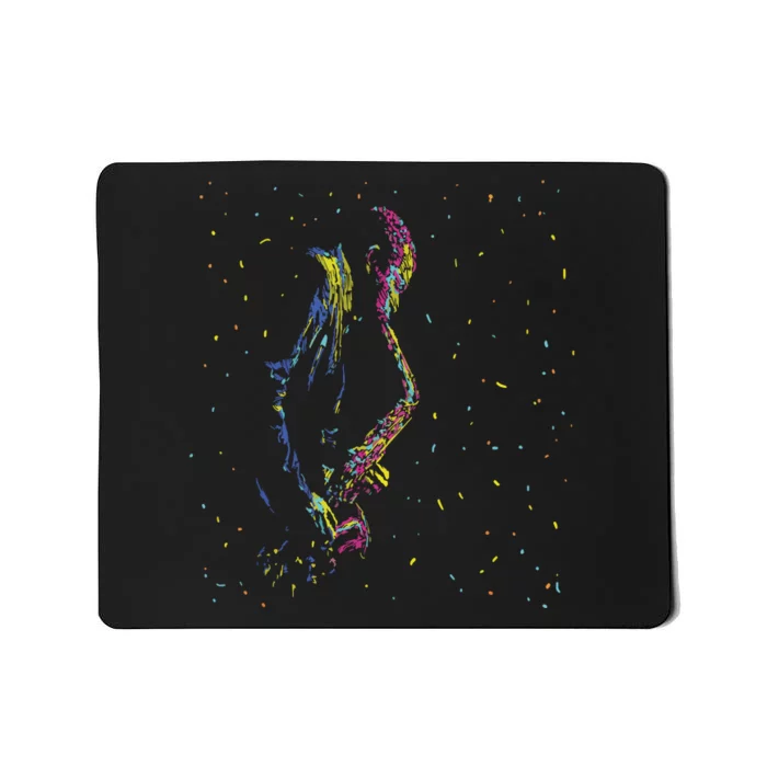 Jazz Saxophone Player Colorful Abstract Art Sax Musician Fan Mousepad