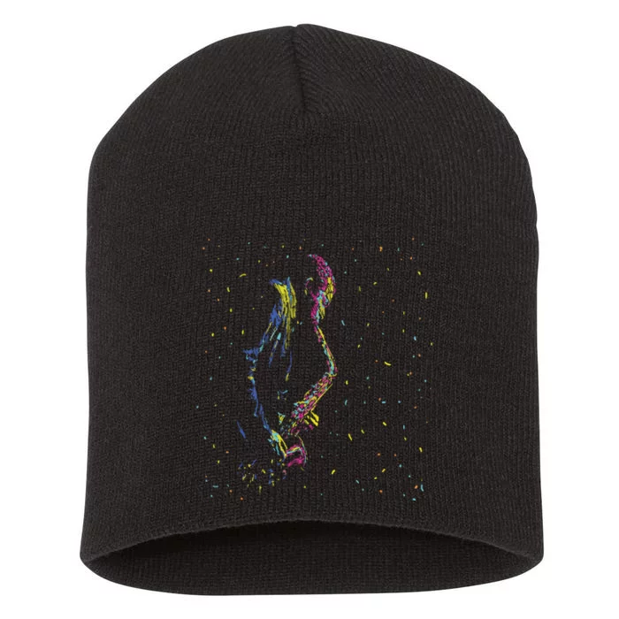 Jazz Saxophone Player Colorful Abstract Art Sax Musician Fan Short Acrylic Beanie