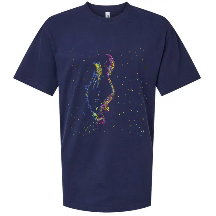 Jazz Saxophone Player Colorful Abstract Art Sax Musician Fan Sueded Cloud Jersey T-Shirt