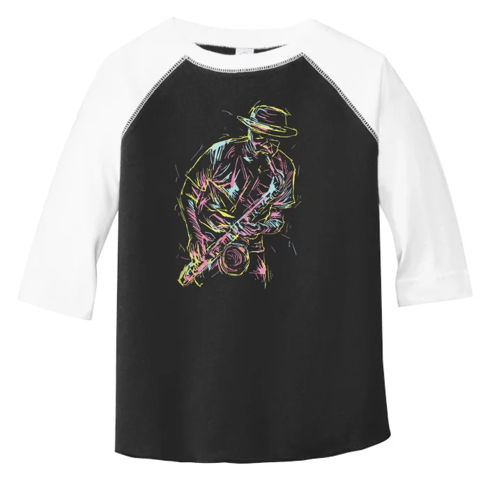 Jazz Saxophone Player Colorful Abstract Art Sax Musician Fan Toddler Fine Jersey T-Shirt