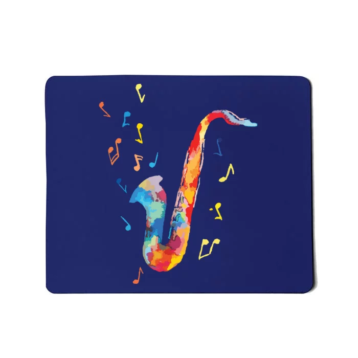 Jazz Saxophone Player Colorful Watercolor Art Sax Musician Mousepad