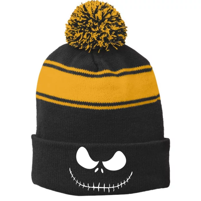 Jack Skellington Pumpkin Stripe Pom Pom Beanie