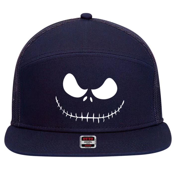 Jack Skellington Pumpkin 7 Panel Mesh Trucker Snapback Hat