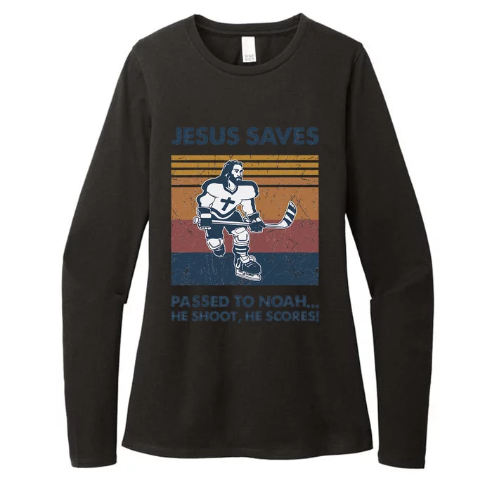 Jesus Saves Passes To Noah He Shoots He Scores Womens CVC Long Sleeve Shirt