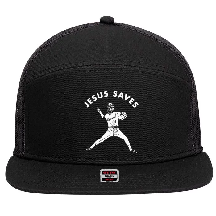 Jesus Saves Religious Christian Faith Baseball 7 Panel Mesh Trucker Snapback Hat