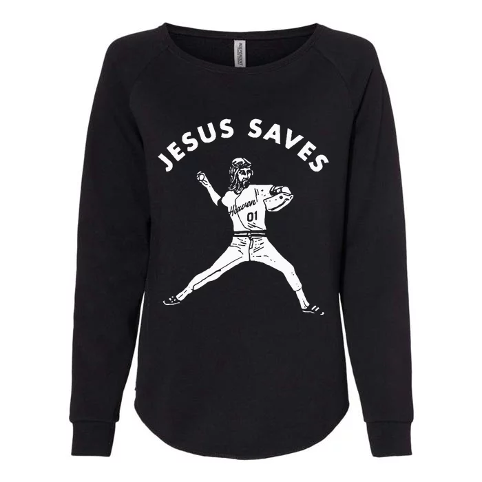 Jesus Saves Religious Christian Faith Baseball Womens California Wash Sweatshirt