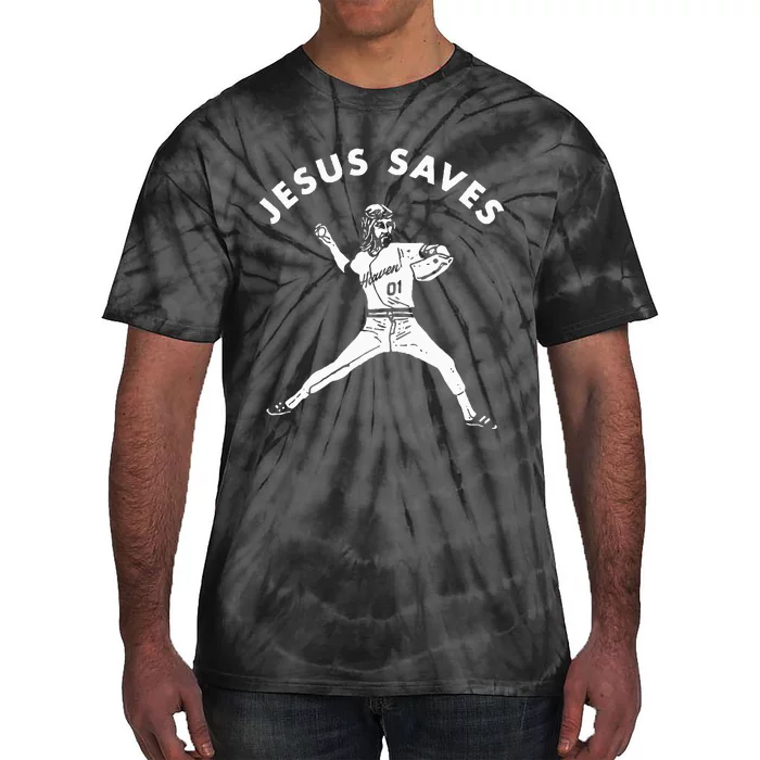 Jesus Saves Religious Christian Faith Baseball Tie-Dye T-Shirt