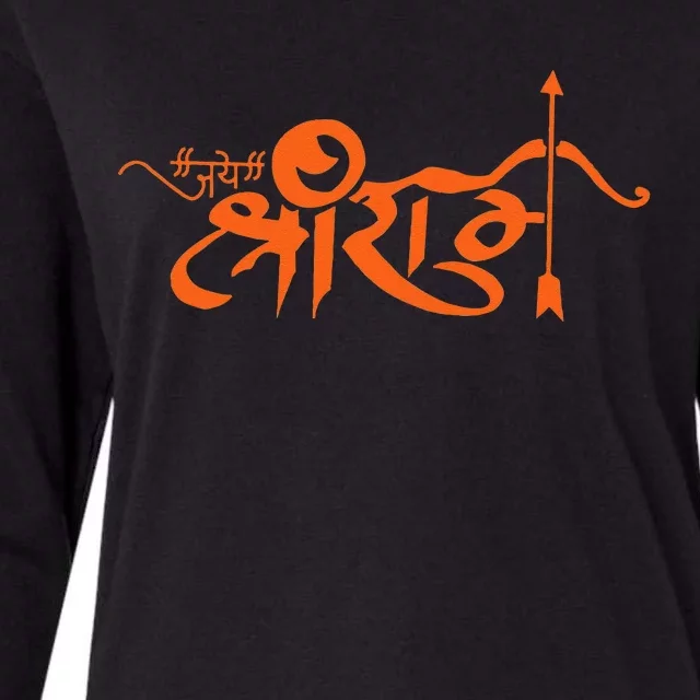 Jai Shri Ram Hindu God Hindi Slogan Hinduism Womens Cotton Relaxed Long Sleeve T-Shirt