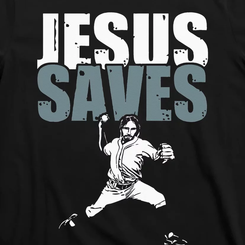 Jesus Saves Religious Christian Baseball Player Gift T-Shirt