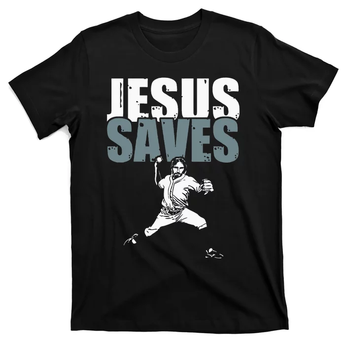 Jesus Saves Religious Christian Baseball Player Gift T-Shirt