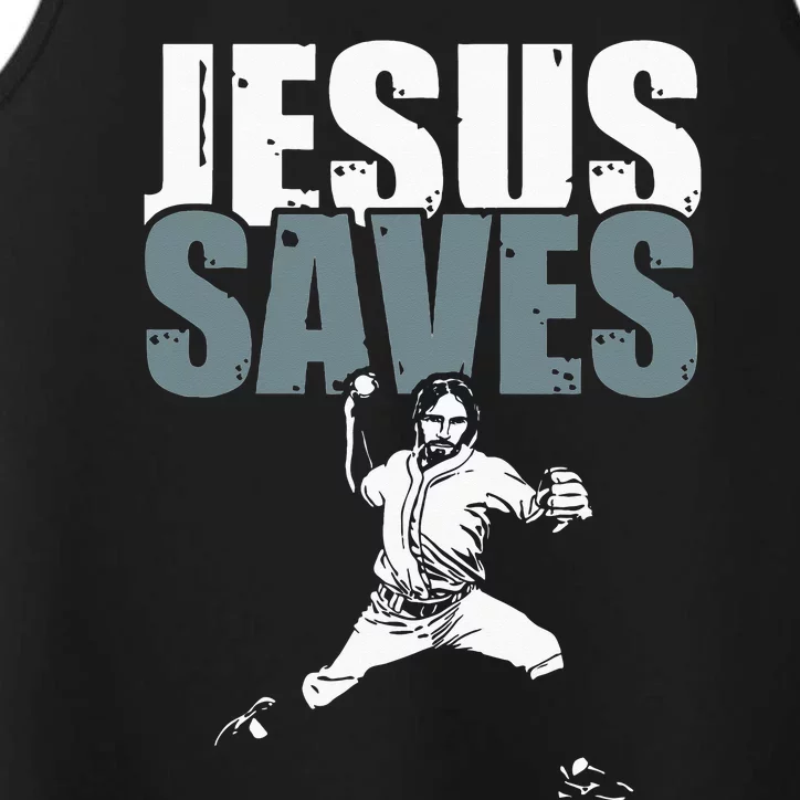 Jesus Saves Religious Christian Baseball Player Gift Performance Tank