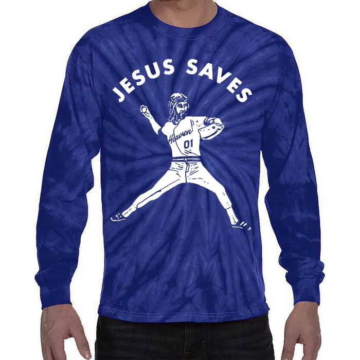 Jesus Saves Religious Christian Faith Baseball Tie-Dye Long Sleeve Shirt