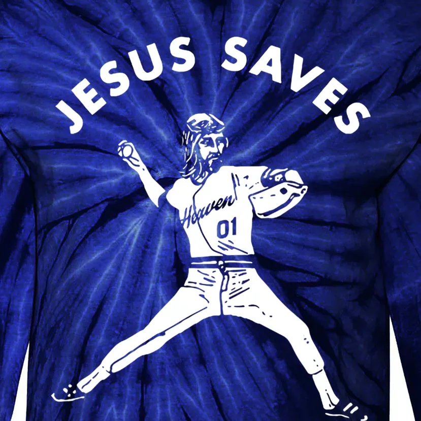 Jesus Saves Religious Christian Faith Baseball Tie-Dye Long Sleeve Shirt