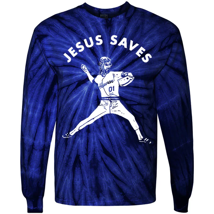 Jesus Saves Religious Christian Faith Baseball Tie-Dye Long Sleeve Shirt