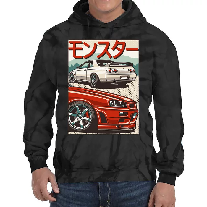 Jdm Skyline R32 Car Tuning Japan Rising Sun Drift Tie Dye Hoodie